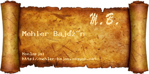 Mehler Baján névjegykártya